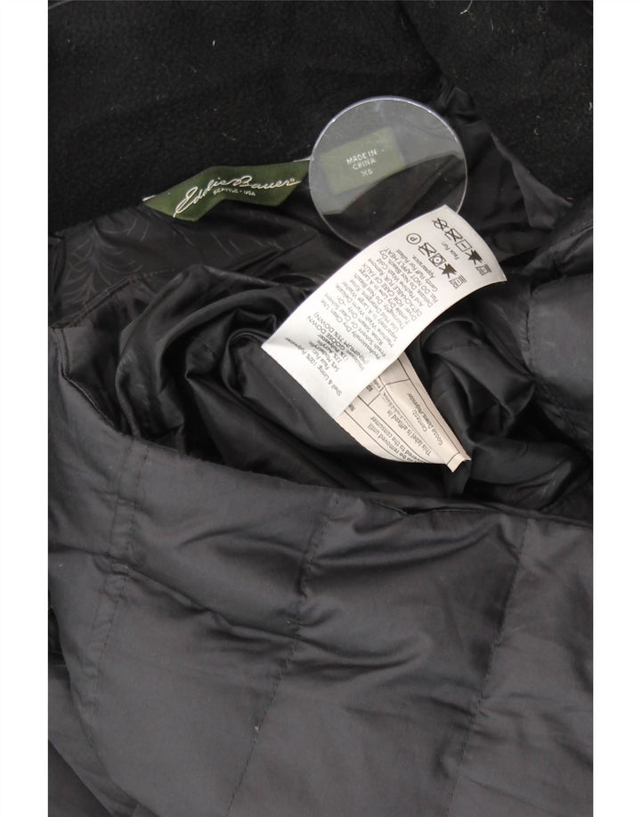 EDDIE BAUER Γυναικείο παλτό μεγάλου μεγέθους με κουκούλα με επένδυση UK 6 XS μαύρο πολυεστέρα