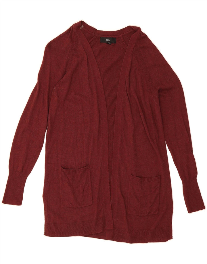 MOSSIMO Womens Longline Open Cardigan Sweater UK 12 Medium Burgundy Nylon Vintage Mossimo and Second-Hand Mossimo from Messina Hembry 