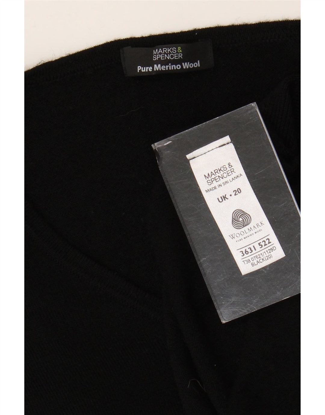 Marks & Spencer Γυναικείο πουλόβερ με λαιμόκοψη με V λαιμόκοψη UK 20 2XL μαύρο μαλλί