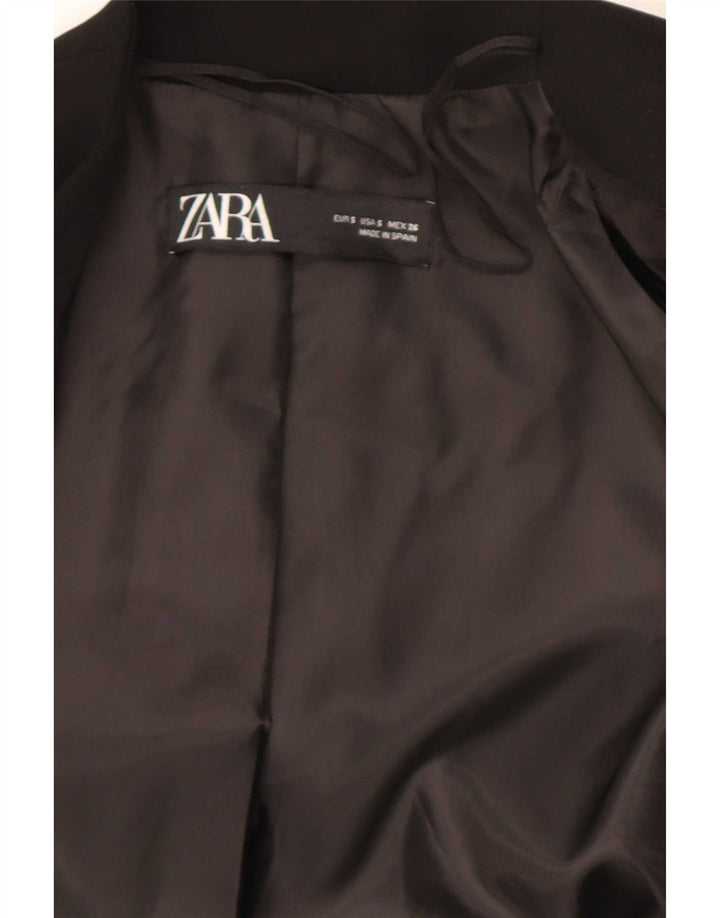 Zara Γυναικείο ανοιχτό 3/4 μανίκι σακάκι μπλέιζερ UK 10 μικρό μαύρο πολυεστέρα
