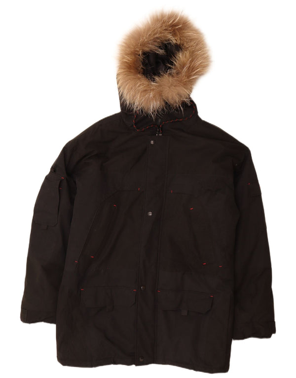 Vintage Ανδρικό μπουφάν Parka με κουκούλα UK 38 Medium Black Nylon
