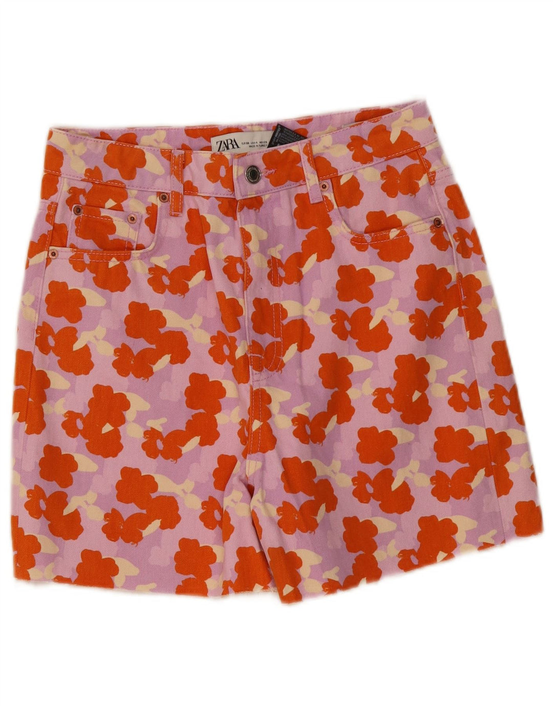 ZARA Γυναικείο τζιν σορτς EU 36 Small W26 πολύχρωμο φλοράλ