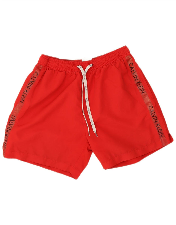 Γραφικό ανδρικό σορτς κολύμβησης Calvin Klein, μεσαίο κόκκινο πολυεστέρα