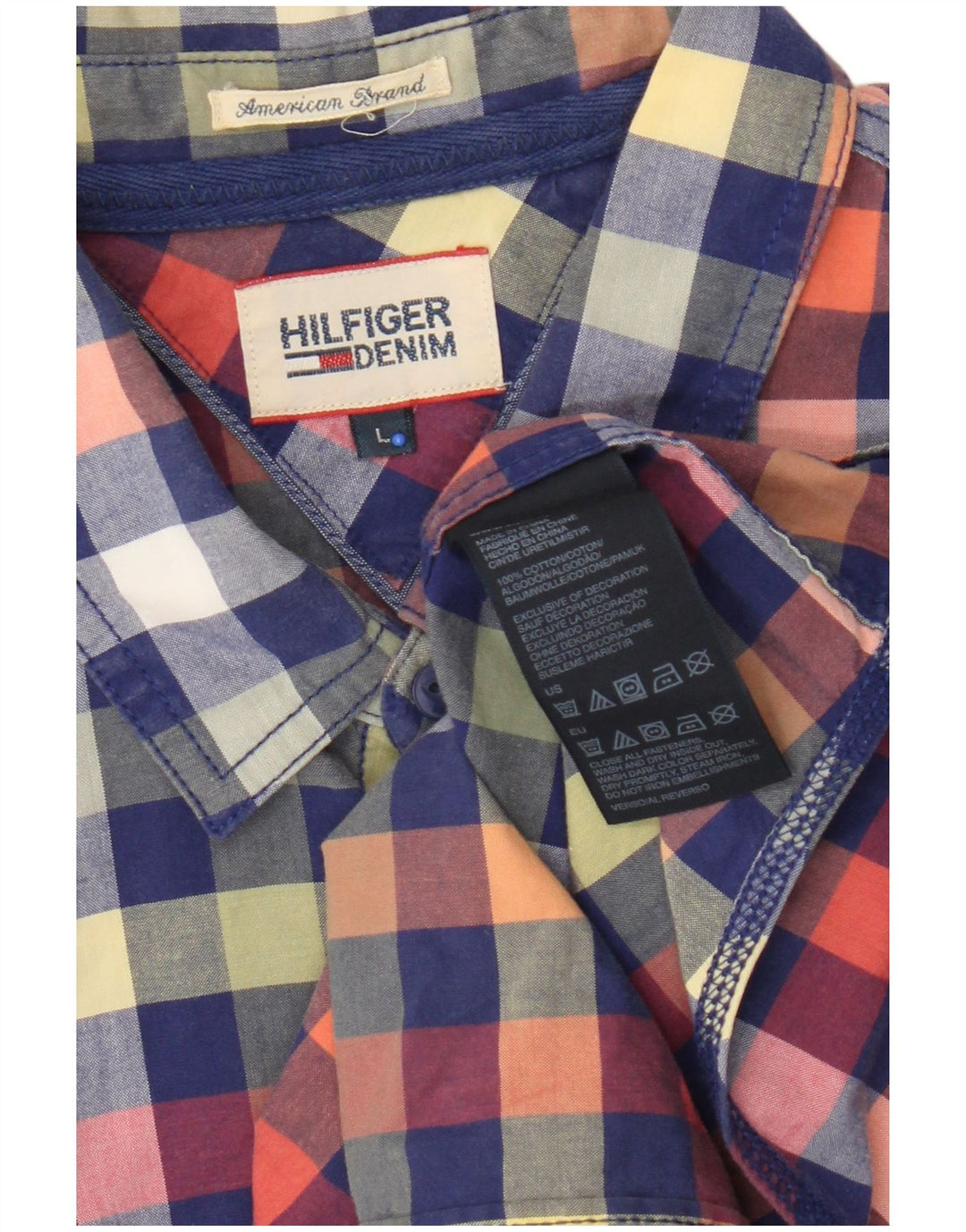 Ανδρικό κοντομάνικο πουκάμισο Tommy Hilfiger Μεγάλο πολύχρωμο βαμβακερό καρό