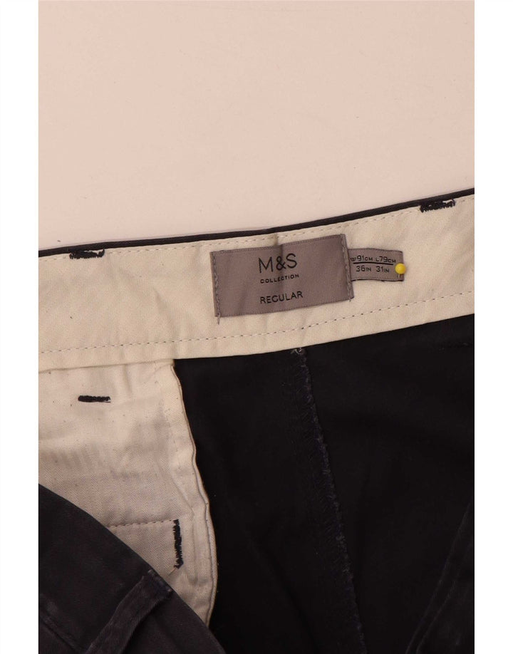Ανδρικό παντελόνι Chino Marks & Spencer W36 L31 Navy Blue Cotton