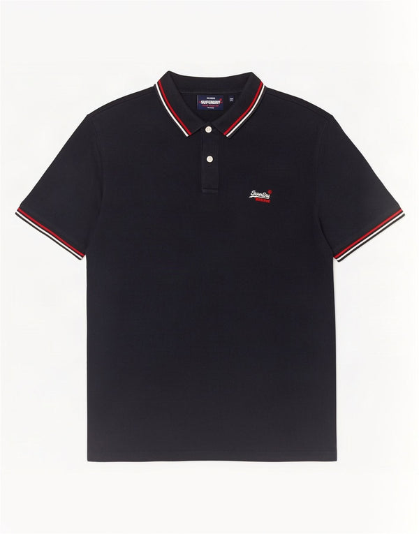 Ανδρικό μπλουζάκι πόλο Superdry XL Navy Blue ριγέ βαμβακερό
