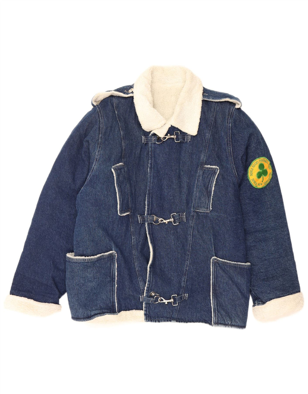 Ανδρικό τζιν μπουφάν VINTAGE Dover Sherpa UK 40 Large Blue