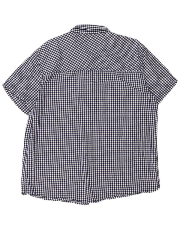 Ανδρικό κοντομάνικο πουκάμισο Mountain Warehouse 2XL Navy Blue Gingham Cotton