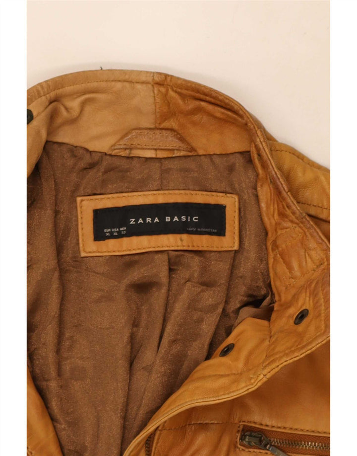 Zara Γυναικείο Δερμάτινο Μπουφάν UK 18 XL Μπεζ