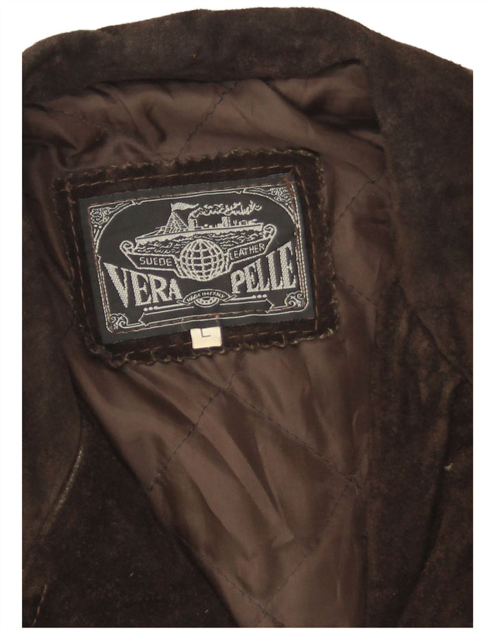 Vintage Γυναικείο Suede Jacket UK 16 Large Brown Δερμάτινο