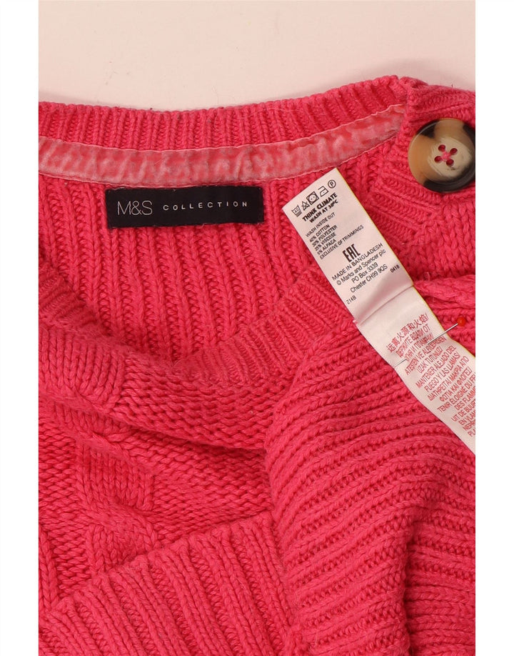 Marks & Spencer Γυναικείο πουλόβερ με λαιμόκαυμα μεγάλου μεγέθους UK 12 Medium Pink