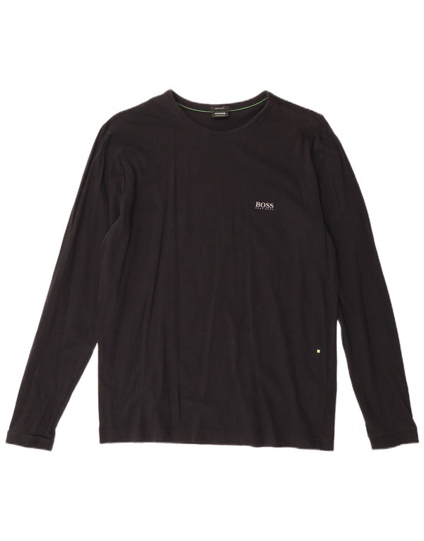 HUGO BOSS Mens Regular Fit Top Long Sleeve Small Black Cotton