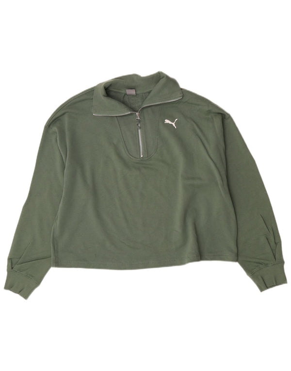 Puma γυναικεία φούτερ με λαιμόκοψη με λαιμόκοψη με φερμουάρ UK 16 Large Green