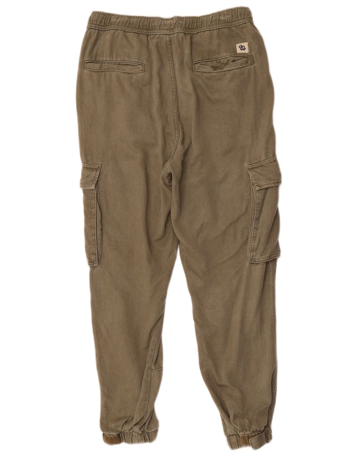 Zara Mens Joggers Cargo Παντελόνι Medium W31 L26 Khaki Lyocell