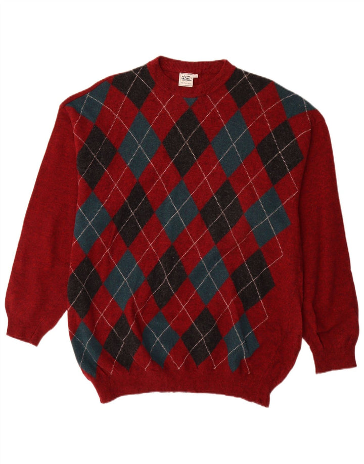Ανδρικό πουλόβερ Rian Rucci Crew Neck Jumper IT 56 XL Red Argyle/Diamond