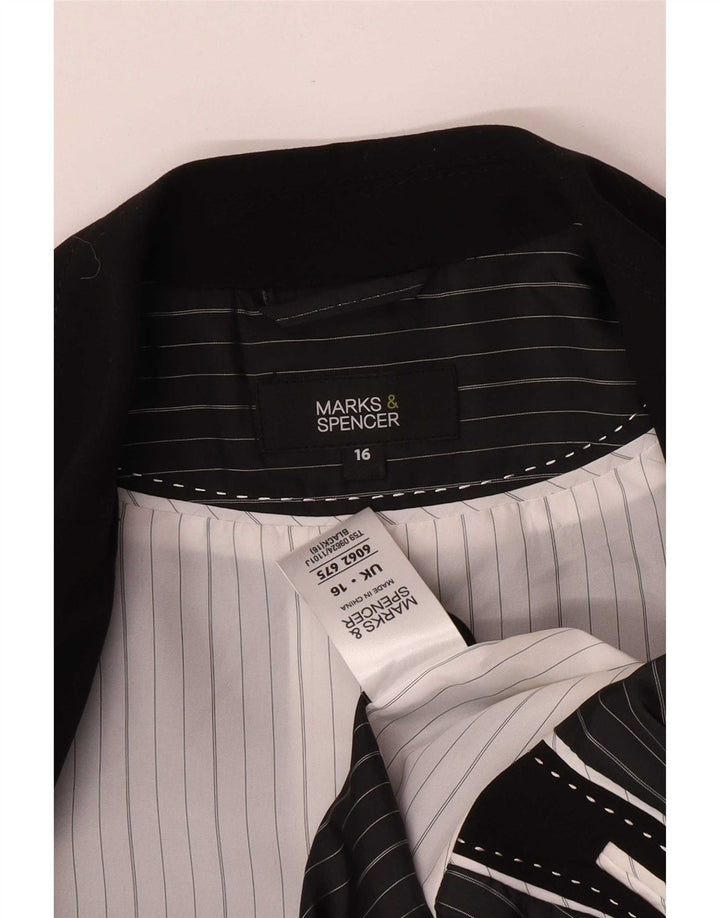 Marks & Spencer Γυναικείο μπουφάν σακάκι με 1 κουμπί UK 16 μεγάλο μαύρο πολυεστέρα