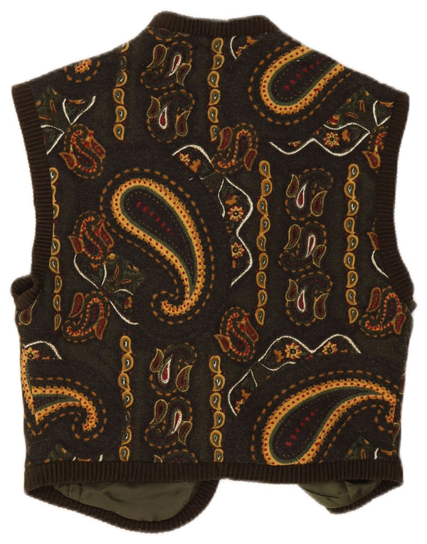 Vintage Γυναικείο Crop Γιλέκο IT 44 Medium Green Paisley Wool
