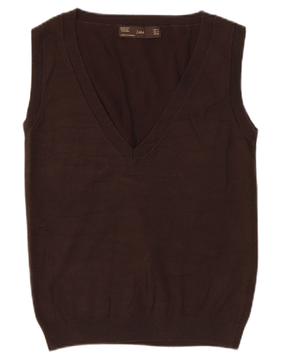 Zara Γυναικείο Γιλέκο Tank Top UK 12 μεσαίο καφέ βαμβακερό