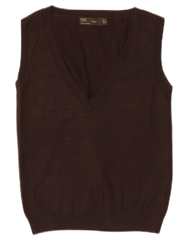 Zara Γυναικείο Γιλέκο Tank Top UK 12 μεσαίο καφέ βαμβακερό