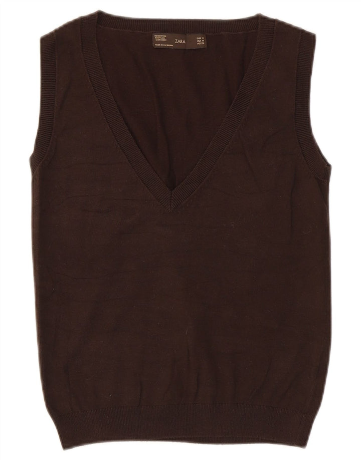 Zara Γυναικείο Γιλέκο Tank Top UK 12 μεσαίο καφέ βαμβακερό