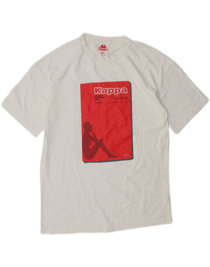 KAPPA Ανδρικό γραφικό T-Shirt Top Μικρό λευκό βαμβακερό