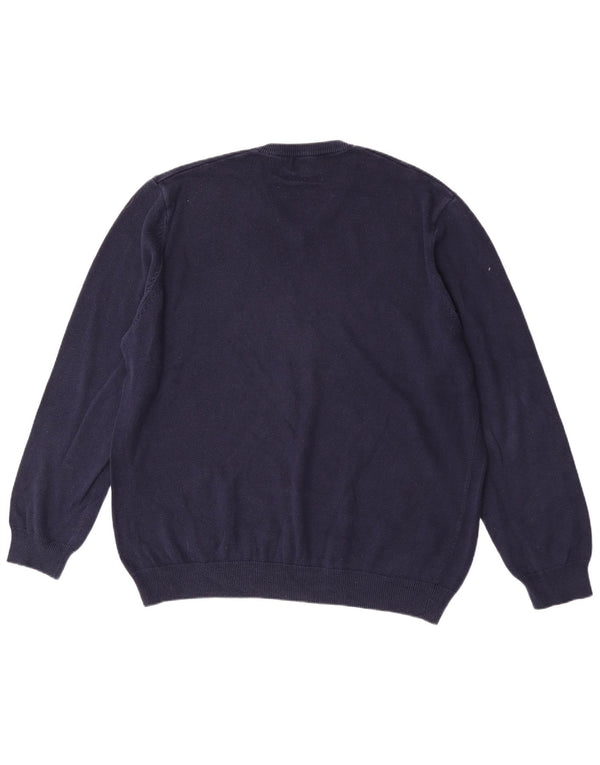 Marks & Spencer Mens V-Neck Jumper Sweater 2XL Navy Blue Cotton