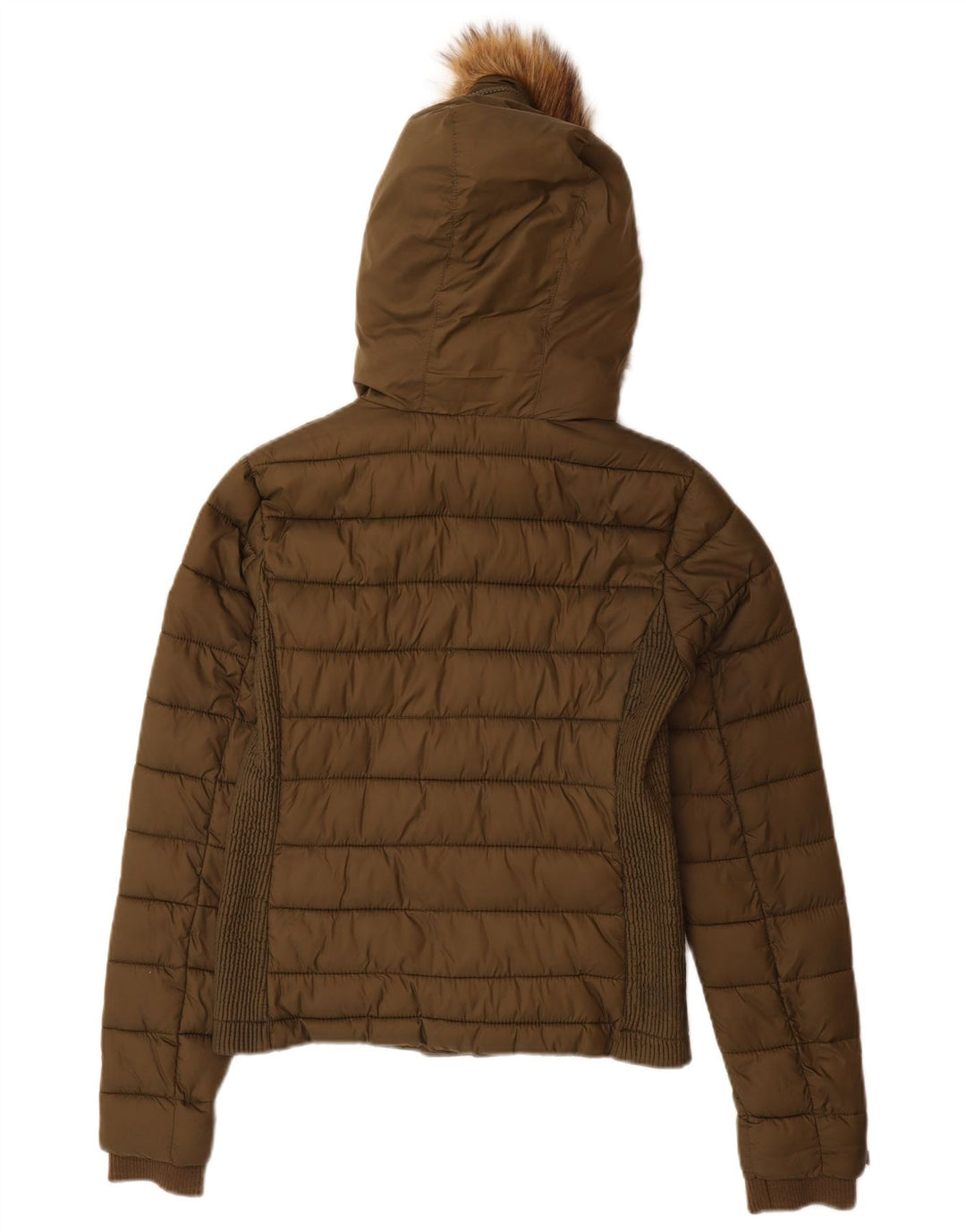 SUPERDRY Womens Hooded Padded Jacket UK 10 Small Khaki Nylon