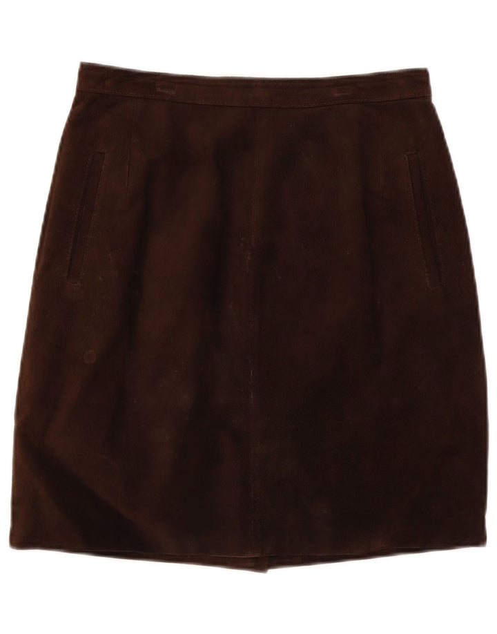 Vintage Γυναικεία Suede Φούστα IT 44 Medium W28 Καφέ Δερμάτινο