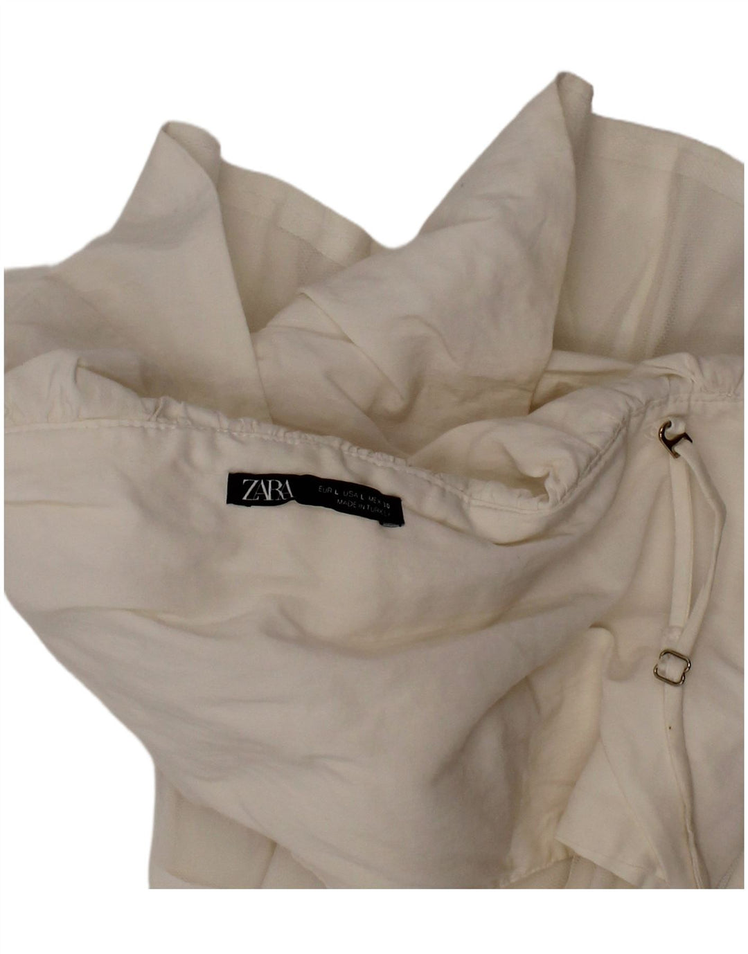 Zara Γυναικείο Αμάνικο Μπλουζάκι Crop Large λευκό βαμβακερό