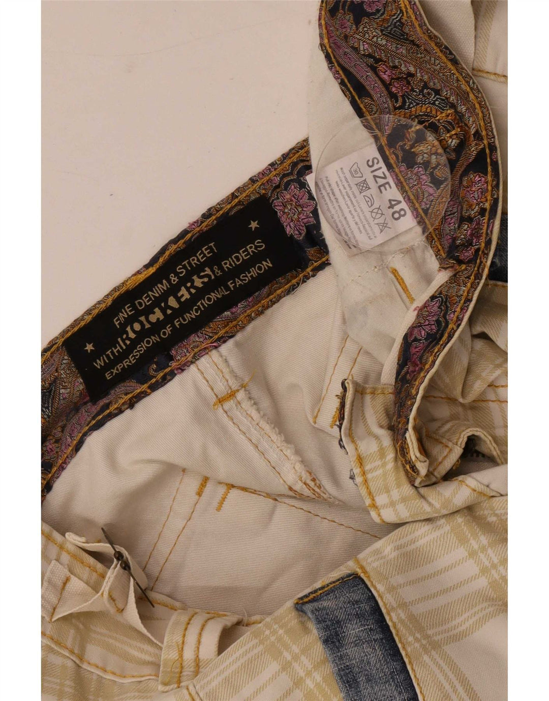 Vintage ανδρικό κανονικό σορτς Cargo IT 48 Medium W34 Beige καρό