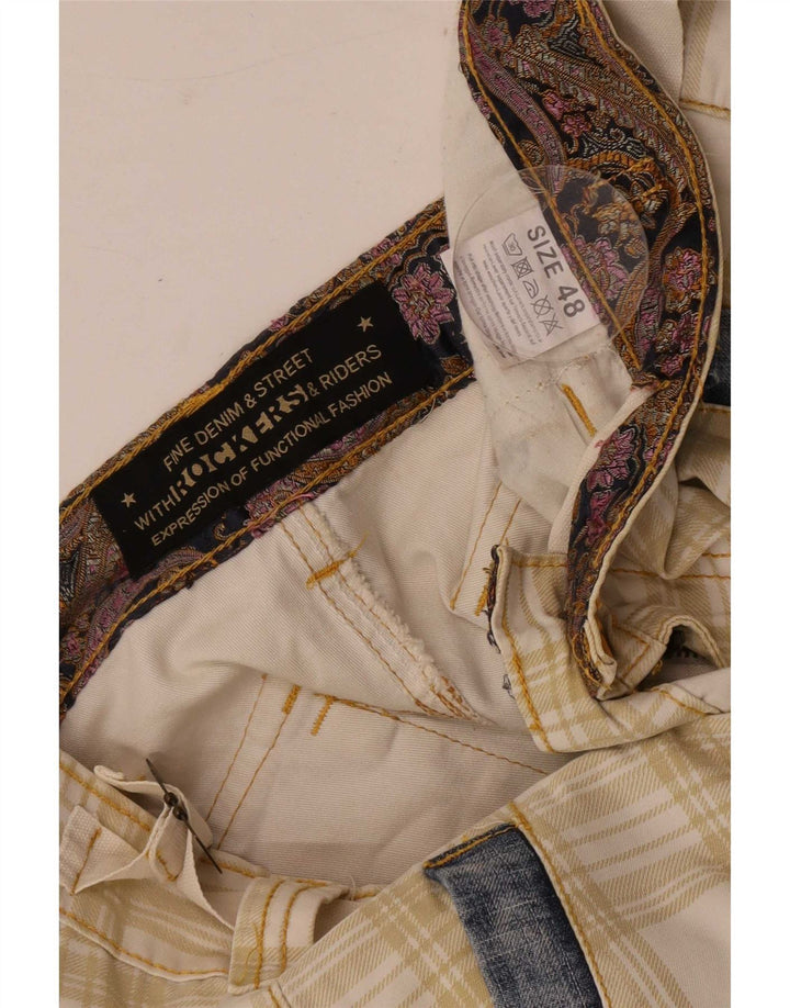 Vintage ανδρικό κανονικό σορτς Cargo IT 48 Medium W34 Beige καρό