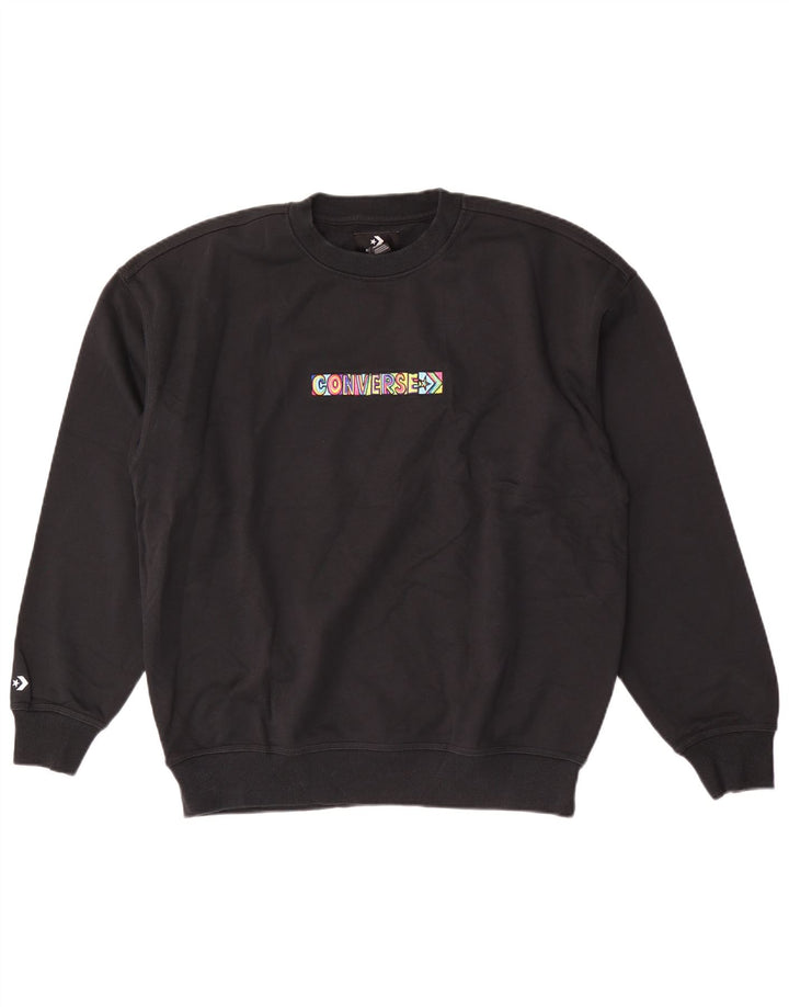 Ανδρικό γραφικό φούτερ Converse Jumper Μεσαίο μαύρο βαμβακερό
