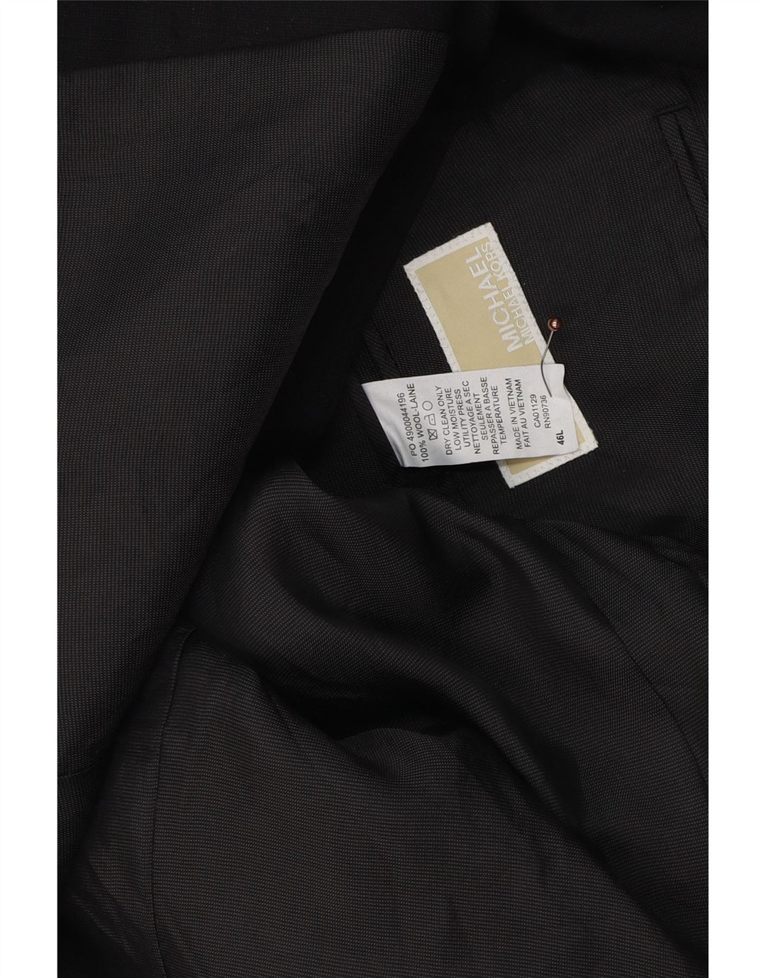 Michael Kors Ανδρικό Longline 2 Button Jacket UK 46 3XL Black Wool