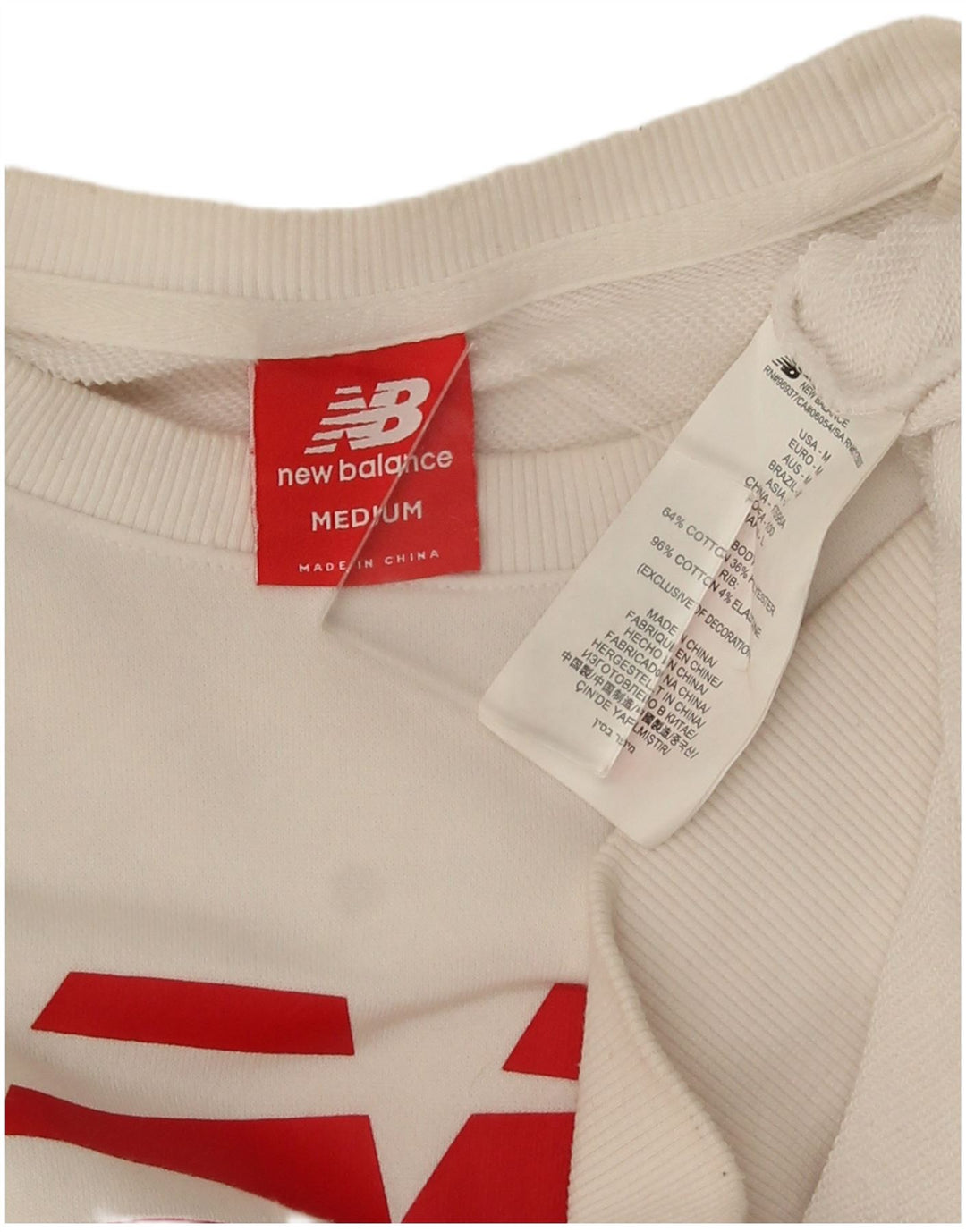 Ανδρικό γραφικό φούτερ New Balance, μεσαίο λευκό βαμβακερό