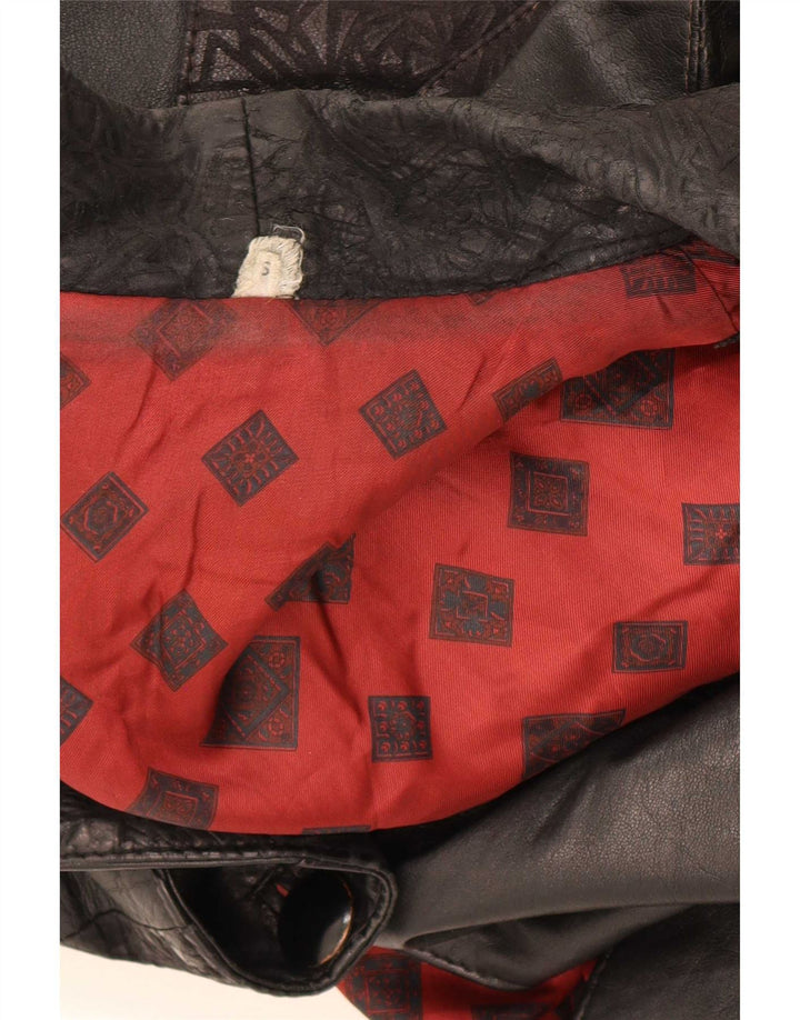 Vintage Γυναικείο Oversized Δερμάτινο Μπουφάν UK 10 Small Black