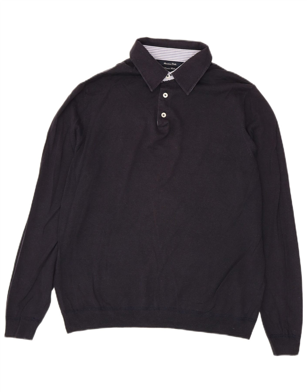 Massimo Dutti Ανδρικό πουλόβερ με λαιμόκοψη με λαιμόκοψη Μεγάλο λινό ναυτικό
