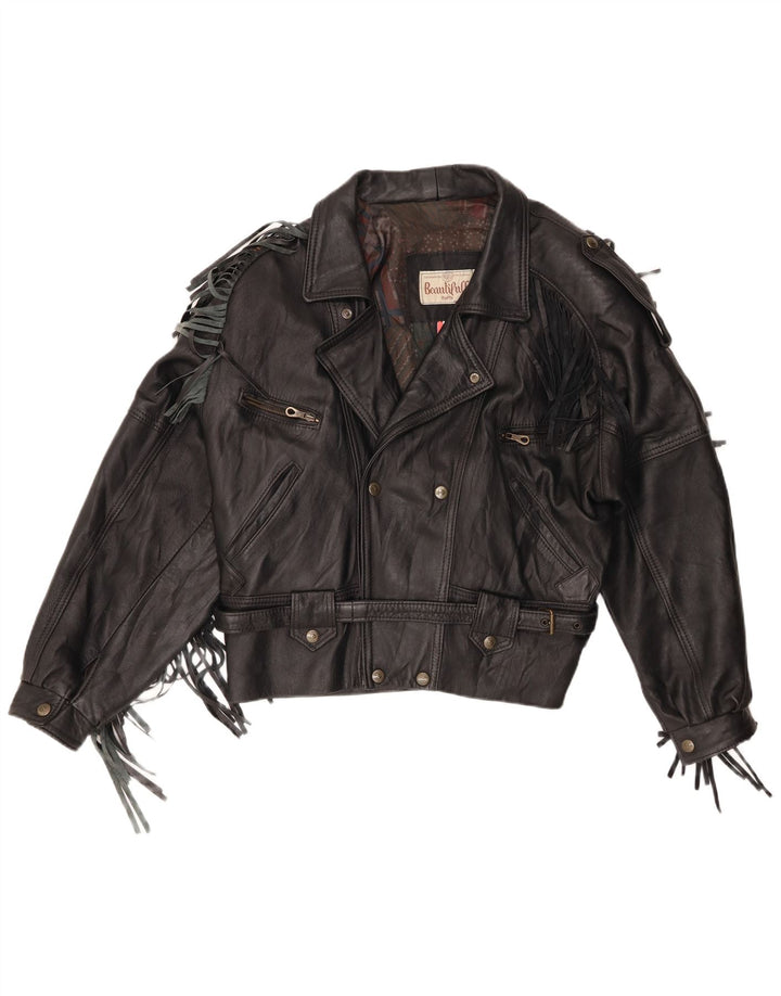 Vintage Ανδρικό Δερμάτινο Μπουφάν Biker UK 40 Large Μαύρο