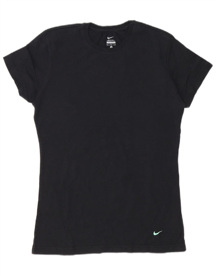 Γυναικείο T-Shirt Nike τοπ UK 12 μεσαίο μαύρο βαμβακερό