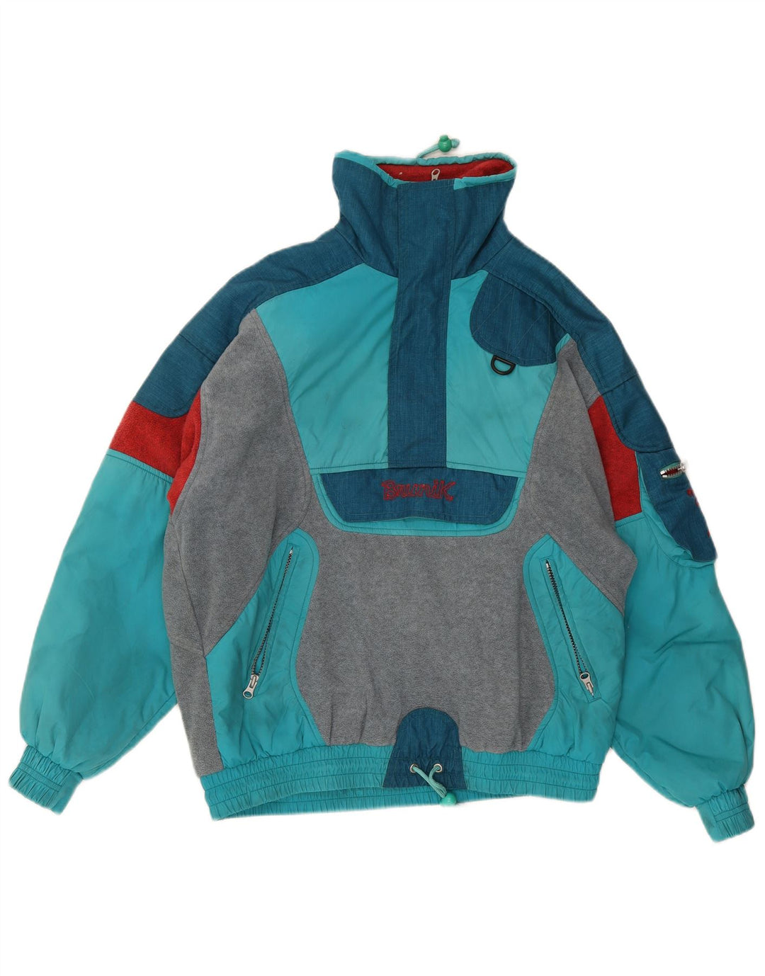 Brunik Ανδρικό Anorak Fleece Jacket UK 40 Large Blue Colorblock Polyester