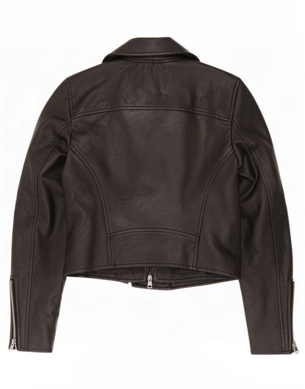 Abercrombie & Fitch Γυναικείο Faux Leather Biker Jacket UK 10 Small Black