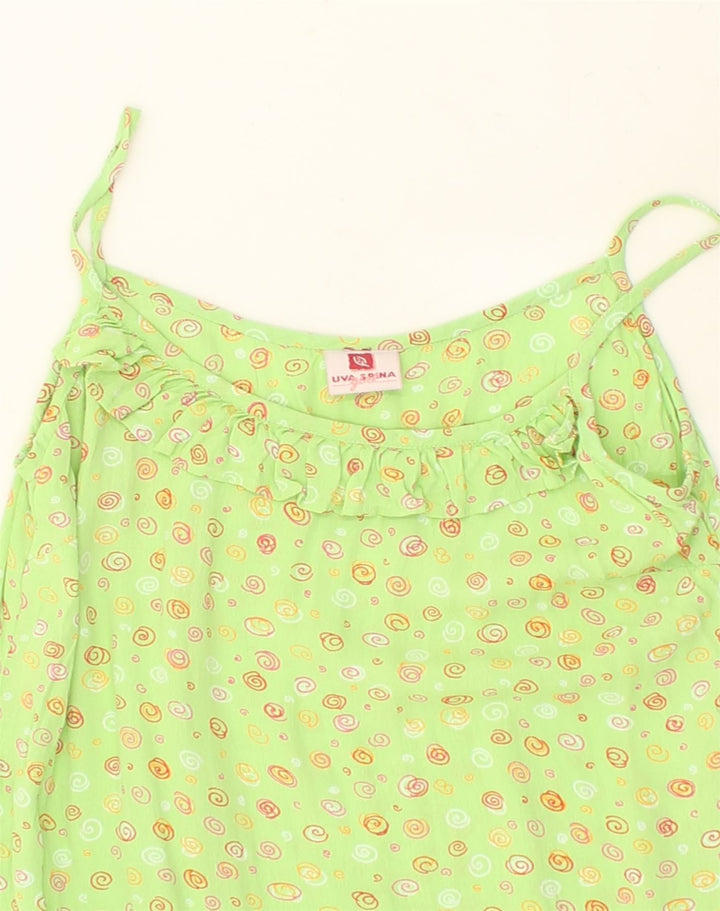 VINTAGE Womens Slip Dress UK 10 Small Green Spotted Viscose | Vintage Vintage | Thrift | Second-Hand Vintage | Used Clothing | Messina Hembry 
