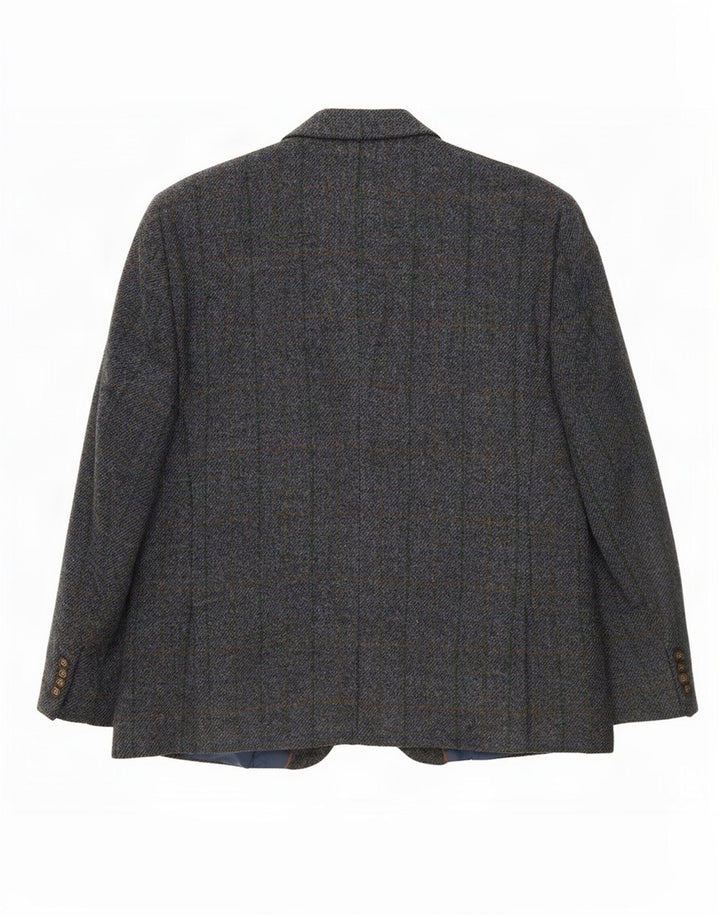 Harris Tweed Ανδρικό σακάκι 2 κουμπιών σακάκι IT 52 XL Grey Check Wool