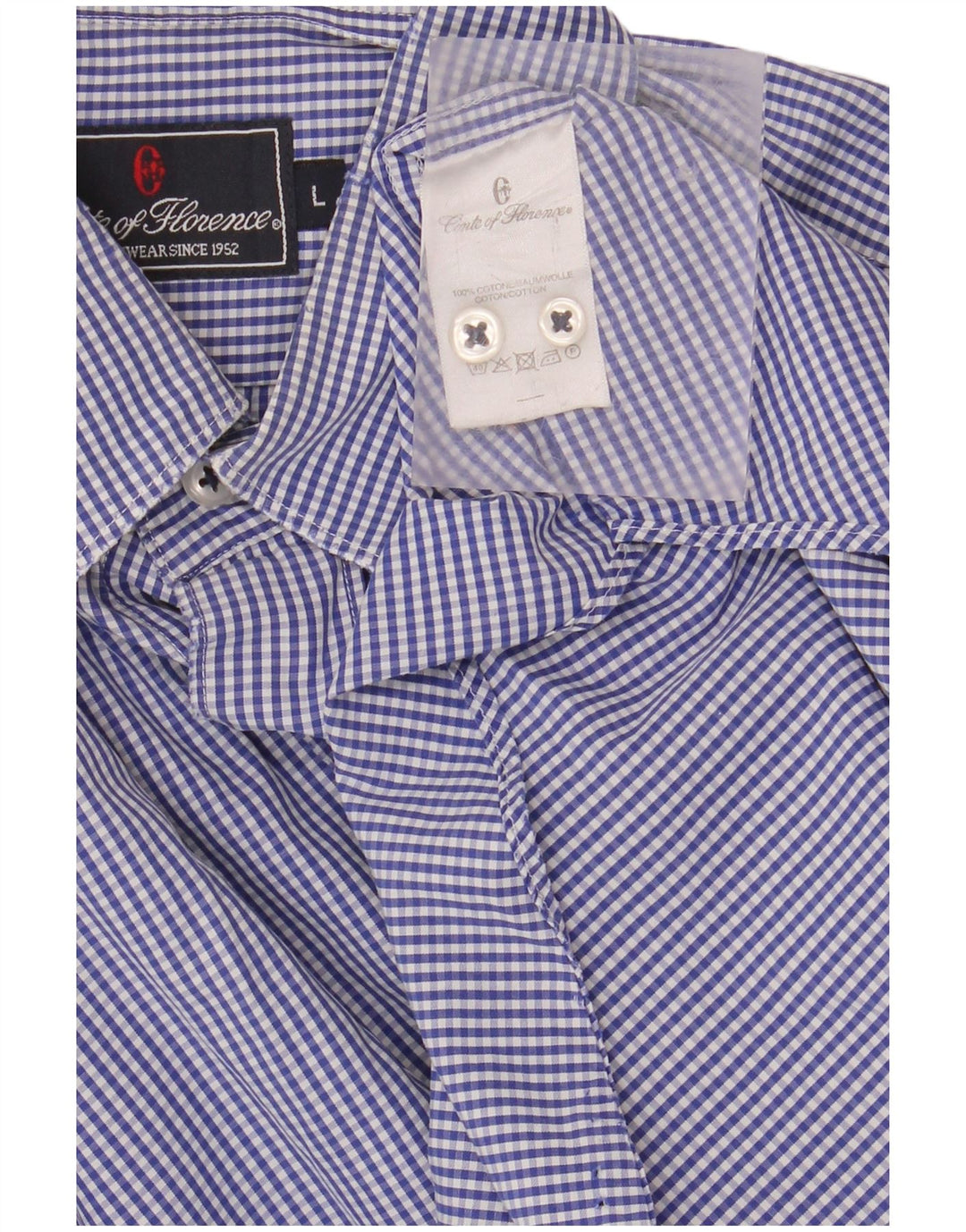 CONTE OF FLORENCE Ανδρικό πουκάμισο μεγάλο μπλε βαμβακερό Gingham