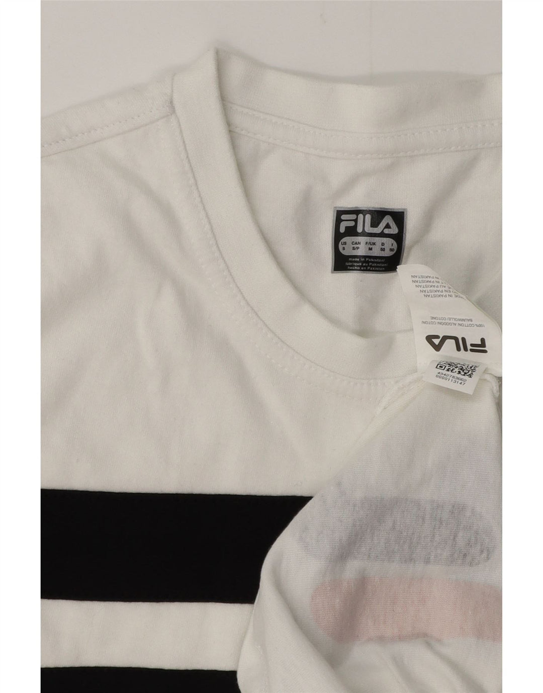 Ανδρικό γραφικό T-Shirt FILA Top Βαμβακερό μεσαίο λευκό ριγέ