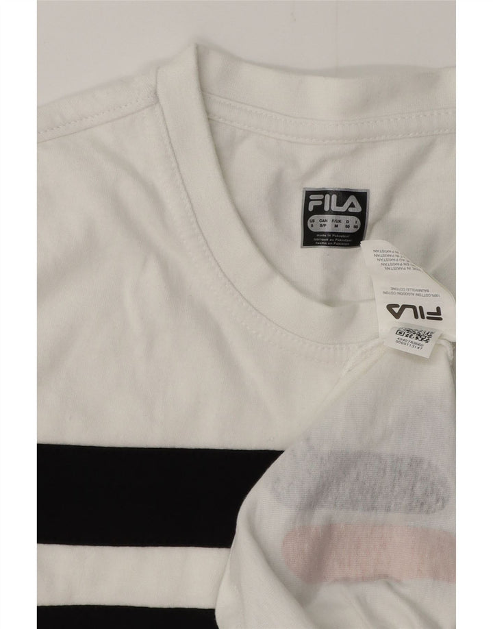 Ανδρικό γραφικό T-Shirt FILA Top Βαμβακερό μεσαίο λευκό ριγέ