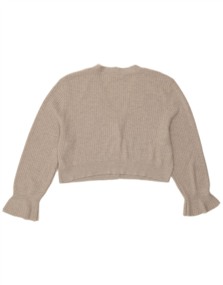Topshop Γυναικεία Crop Oversized Ζακέτα UK 14 Medium Grey Polyester