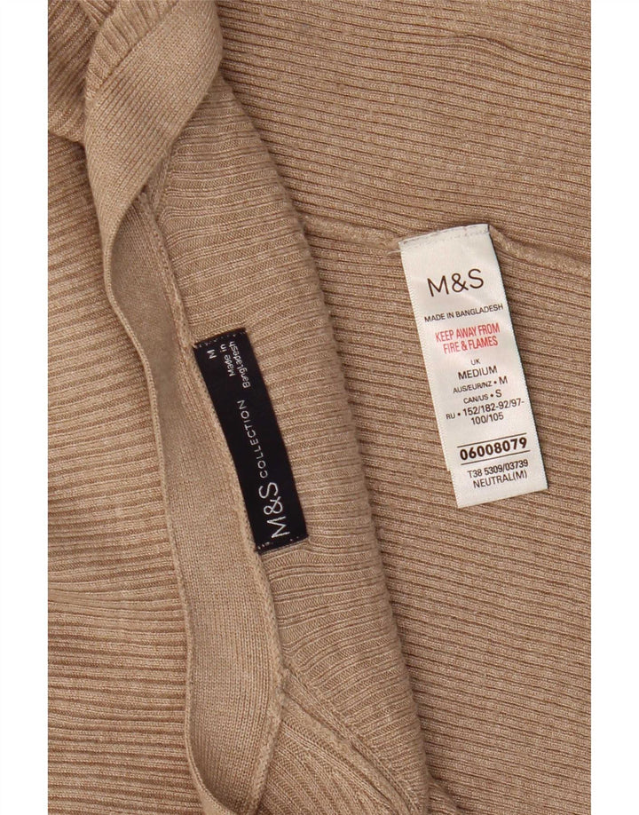 Marks & Spencer Γυναικείο ανοιχτό πουλόβερ ζακέτα UK 14 μέτριο μπεζ βισκόζη