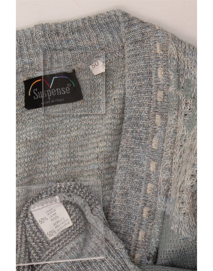 SUSPENSE Mens Loose Fit Cardigan Sweater IT 50 Medium Grey Argyle/Diamond Vintage Suspense and Second-Hand Suspense from Messina Hembry 