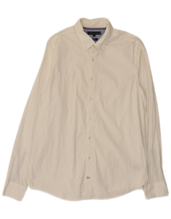 Ανδρικό πουκάμισο Tommy Hilfiger Slim Fit μεγάλο λευκό βαμβακερό