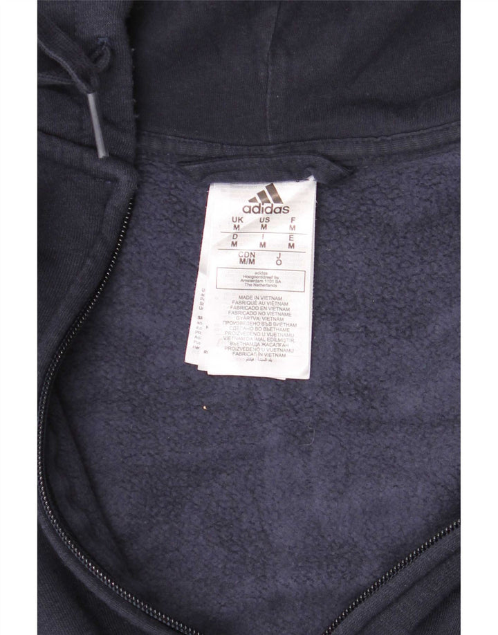 Ανδρικό πουλόβερ με κουκούλα με φερμουάρ Adidas, μεσαίο μπλε βαμβακερό